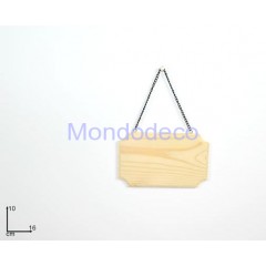Targhetta rettangolare ondulata in legno con catena