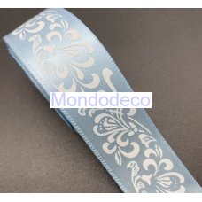 Cordoncino  - Nastro di raso stampato greca bianca  color azzurro baby adatto alle ns decorazioni